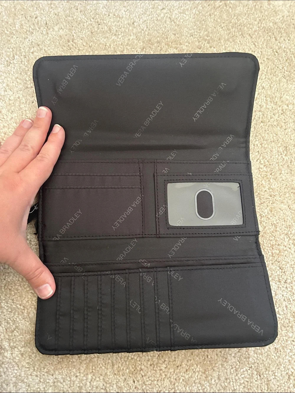 Vera Bradley Black & White Quilted Foldover Wallet Clutch - Picture 2 of 5